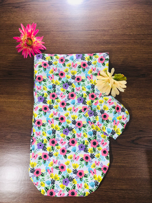 Bright Flowers Swaddle Cocoon with Beanie, Cocoon Sack, Newborn Receiving Swaddle Sack, Baby Photography, Photo Props for Boys Girls, Newborn Hospital Photos, for 0-3 Months