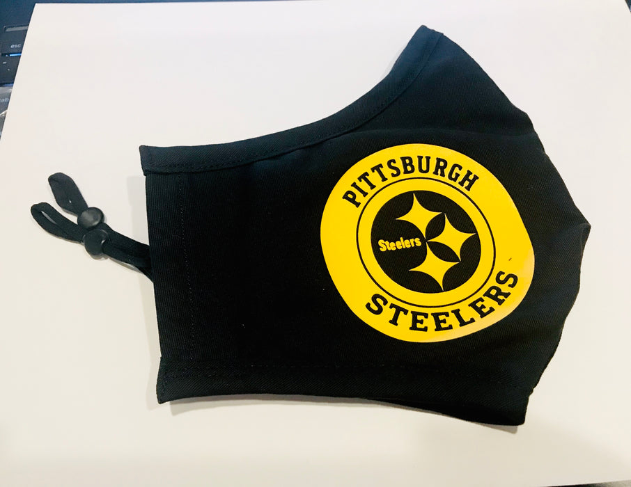 Black Pittsburgh Steelers Fitted Face Mask